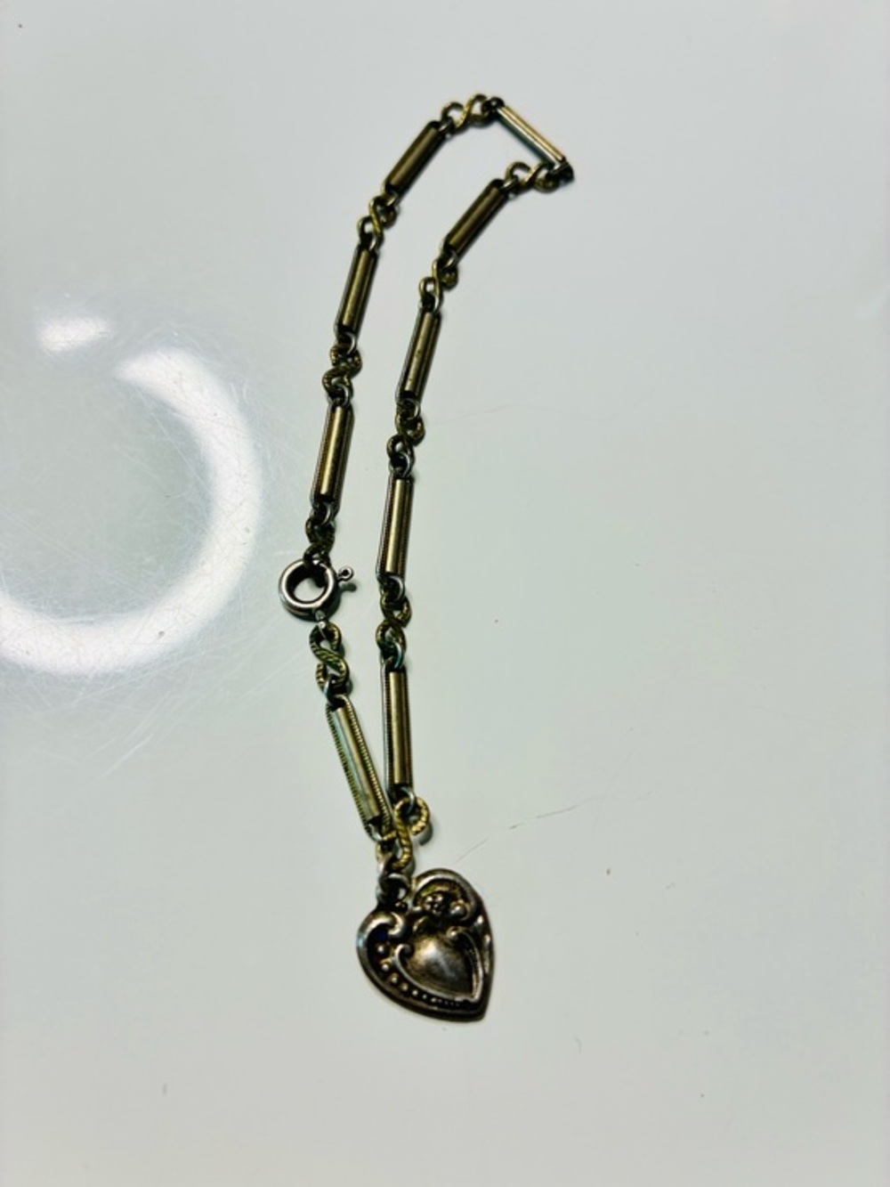 VTG Silver Filigree Heart Charm Bracelet Gothic Romance Feminine Love Danity